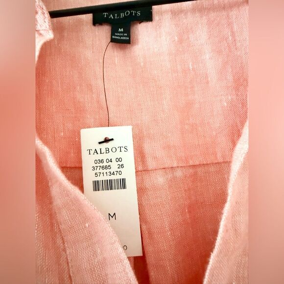 NWT Talbots Linen Popover Shirt Dress in Peach with Stripe Detail - Size M - Picture 5 of 7